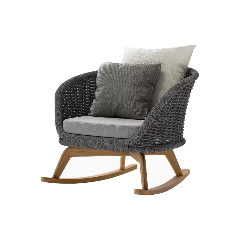 Outdoor rattan rocking chair courtyard balcony leisure chair coffee table combination