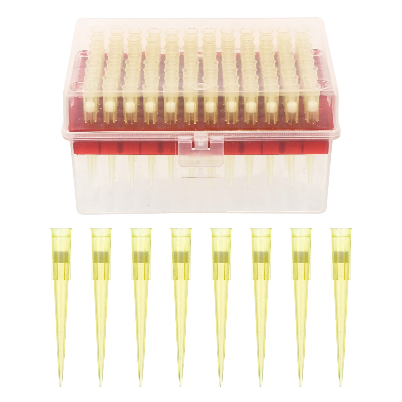 

100Pcs Disposable Filtered Pipette Tips Plastic Standard Lengthened Pipette Tips for Experiment Laboratory Use 1ml