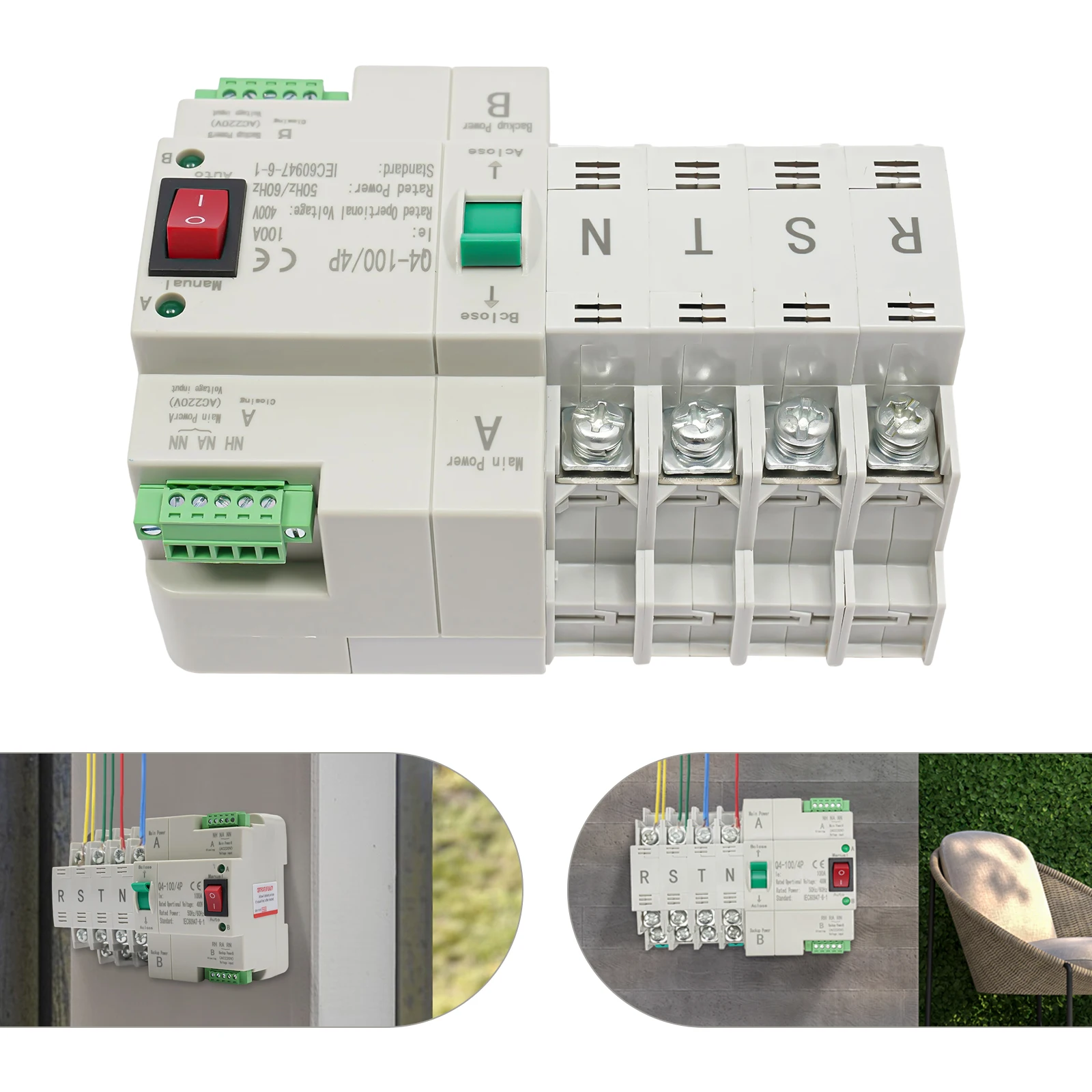 Dual-Power Automatic Transfer Switch Uninterrupted Power 4P100A Household 220V