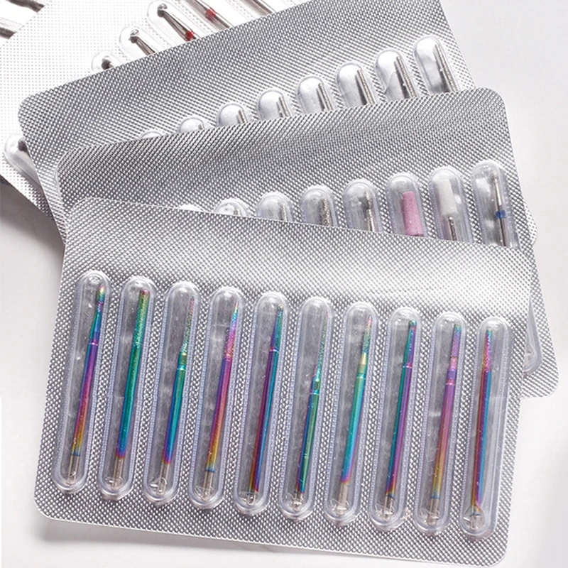 マニキュアネイルドリル用ダイヤモンドフライス,超硬ネイルビットキット,機器ツール,ドリルアクセサリー,ネイルサンディングキャップ,10個