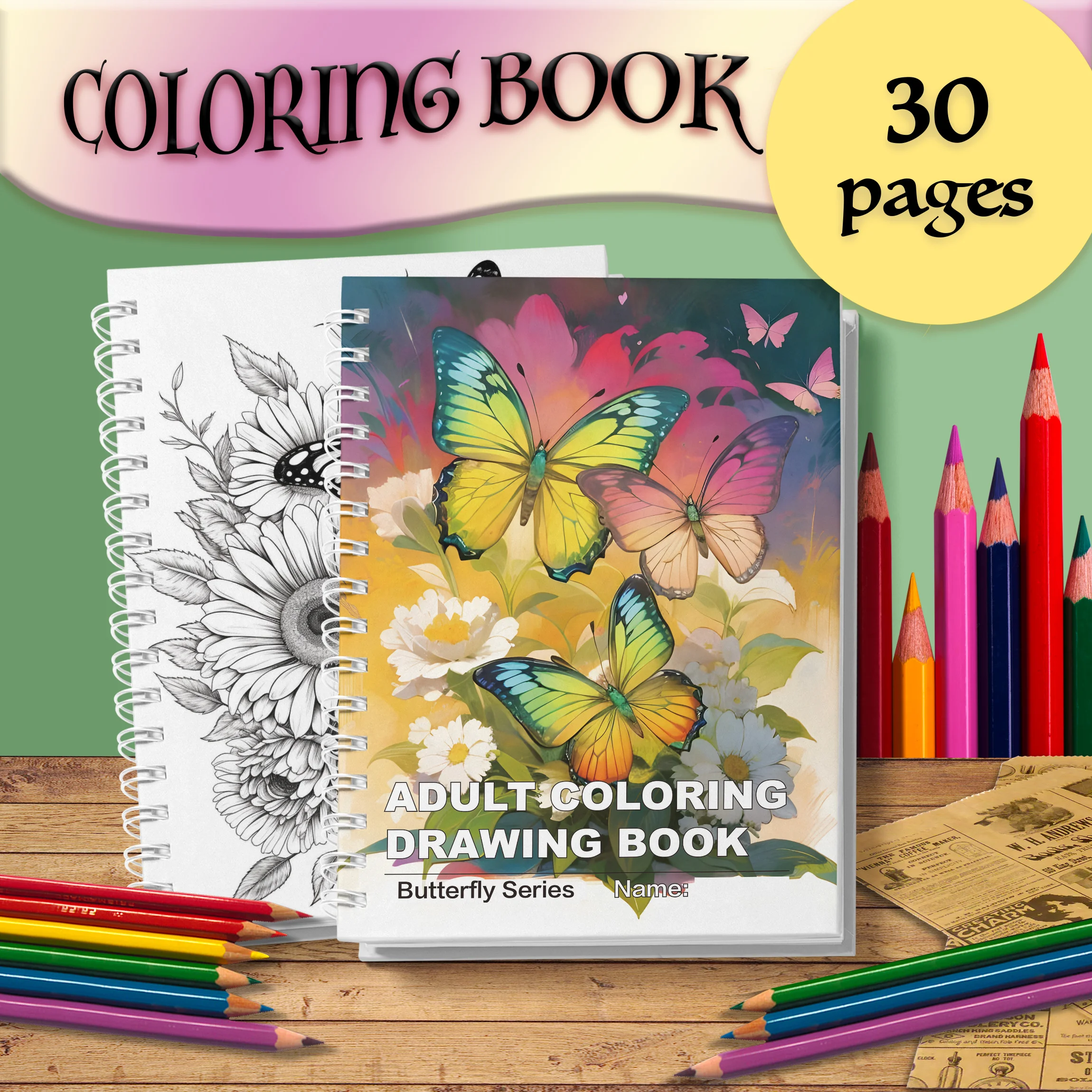 1 Pc Butterfly Theme Adult Coloring Book, Thick Paper Quality, Warm Hearted Gift