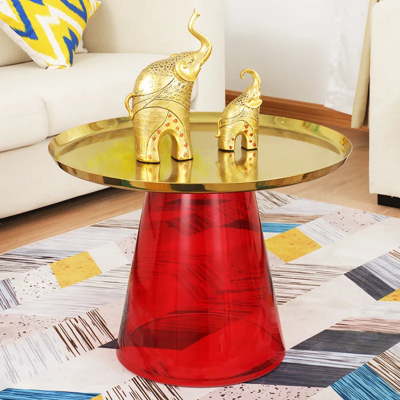 طاولة قهوة زجاجية، شقة صغيرة، طاولة جانبية بسيطة، طاولة مستديرة صغيرة زجاجية #2