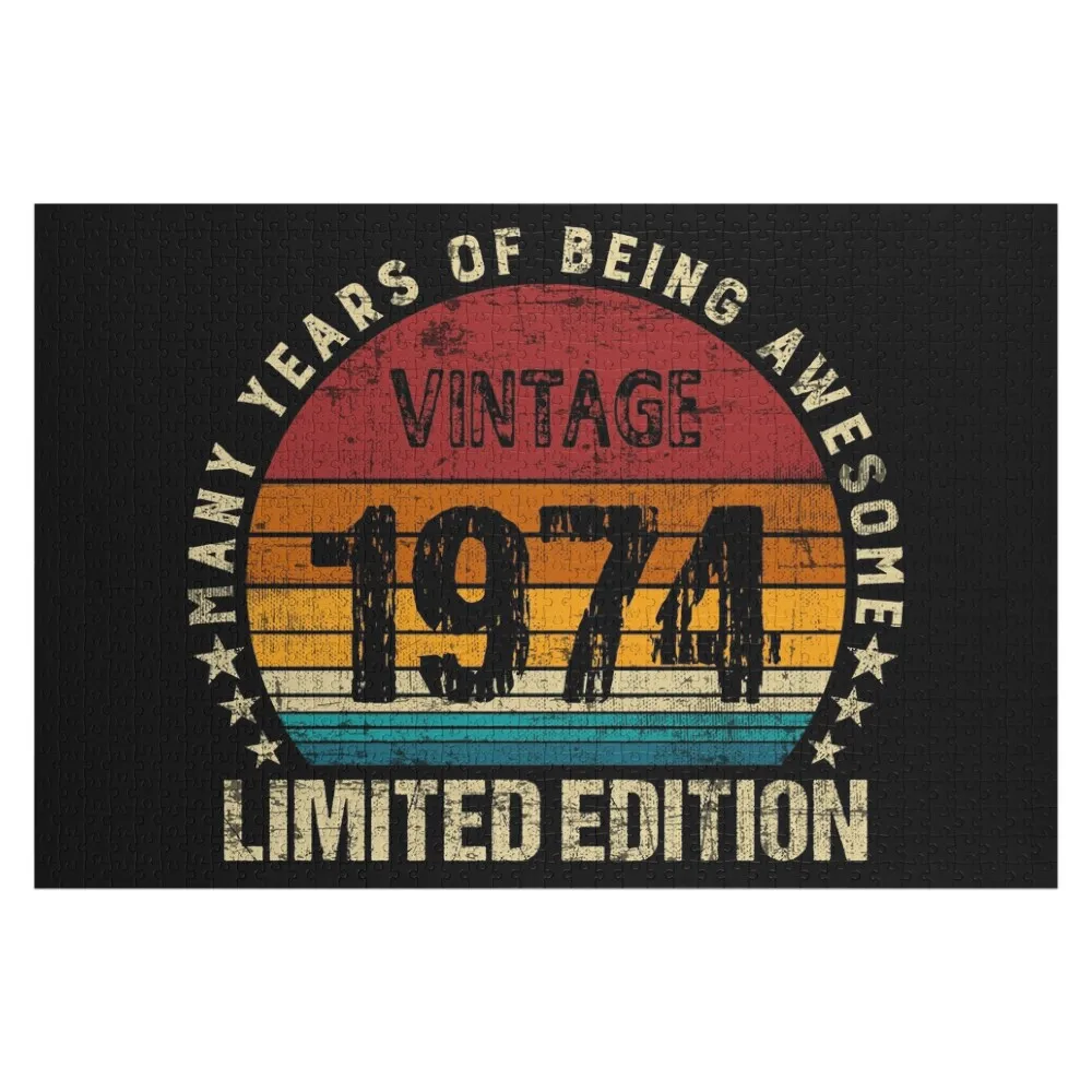 Retro 1974 Birthday Gift Idea 50th Vintage Bday Celebration Jigsaw Puzzle Anime Custom Jigsaw Puzzle