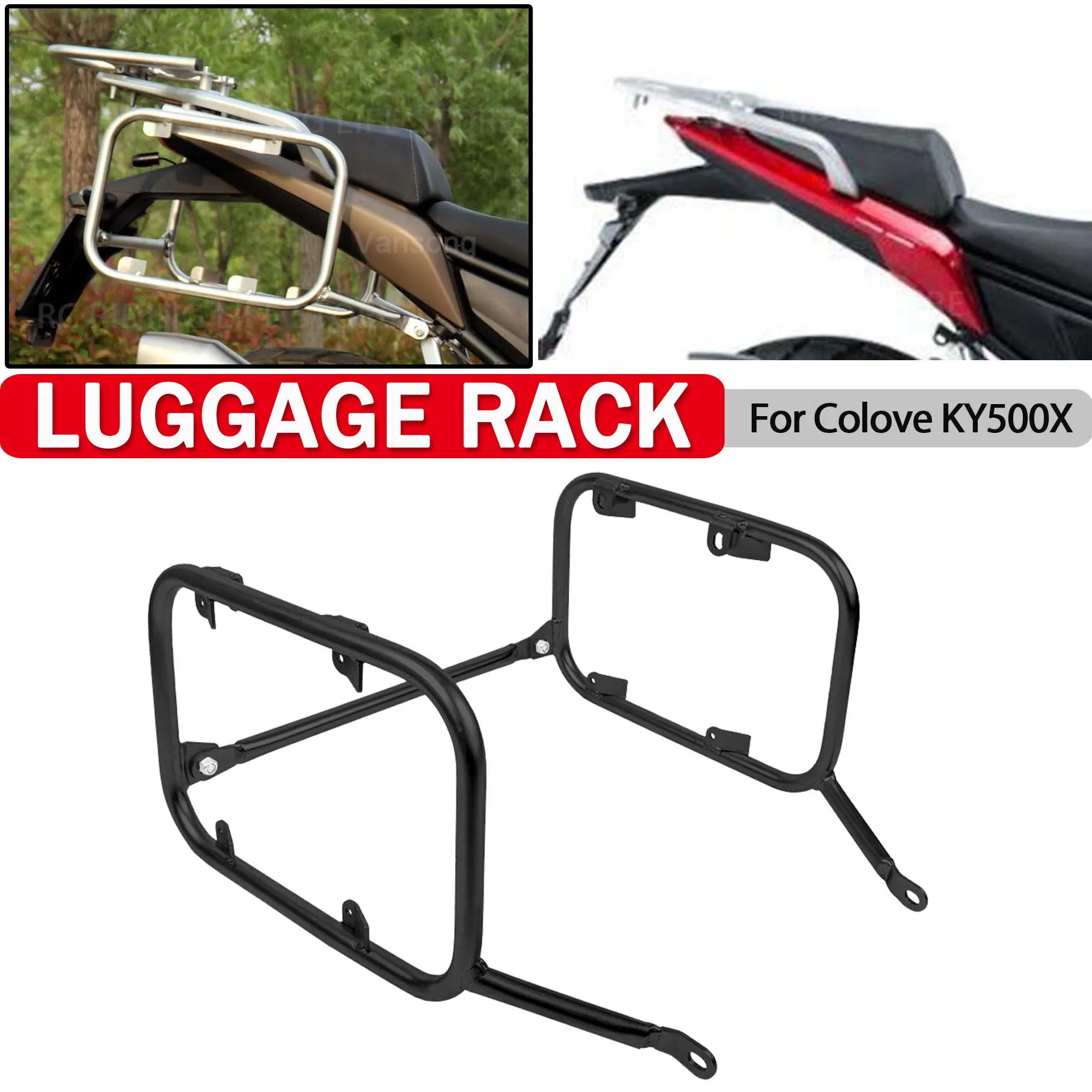 For Colove KY500X KY 500 X Motorcycle Stainless Steel Panniers Rear Box Rack Luggage Top Case Support Rack Suitcase Trunk Holder