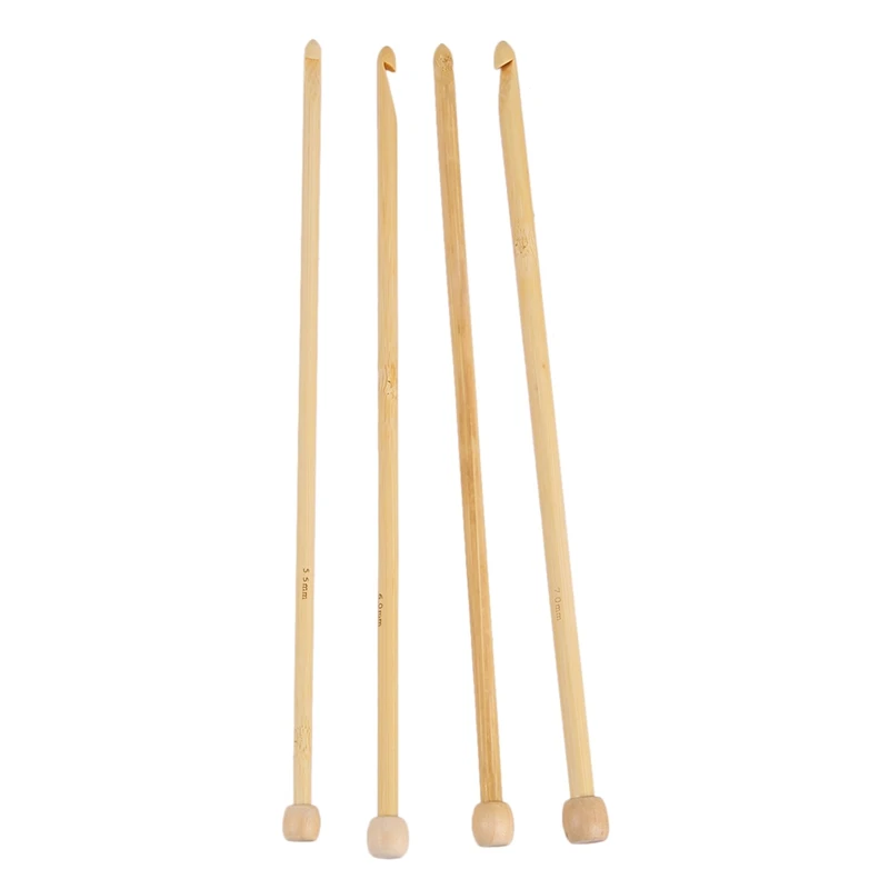 Крючки для вязания крючком натуральный цвет натуральный бамбук одно остроконечные афганские тунисские крючки иглы 25,5 см-25 см