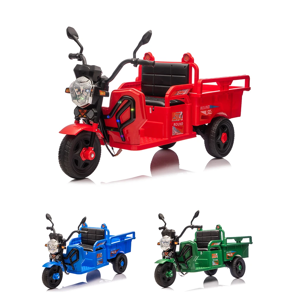 12V Kids Electric 3-Wheel Cargo Truck,2WD,Anti-Slip Wheels Extra Wide Seat with LED Lights & Music,Stable Electric Trike for Toddlers,Recommended age 3-6