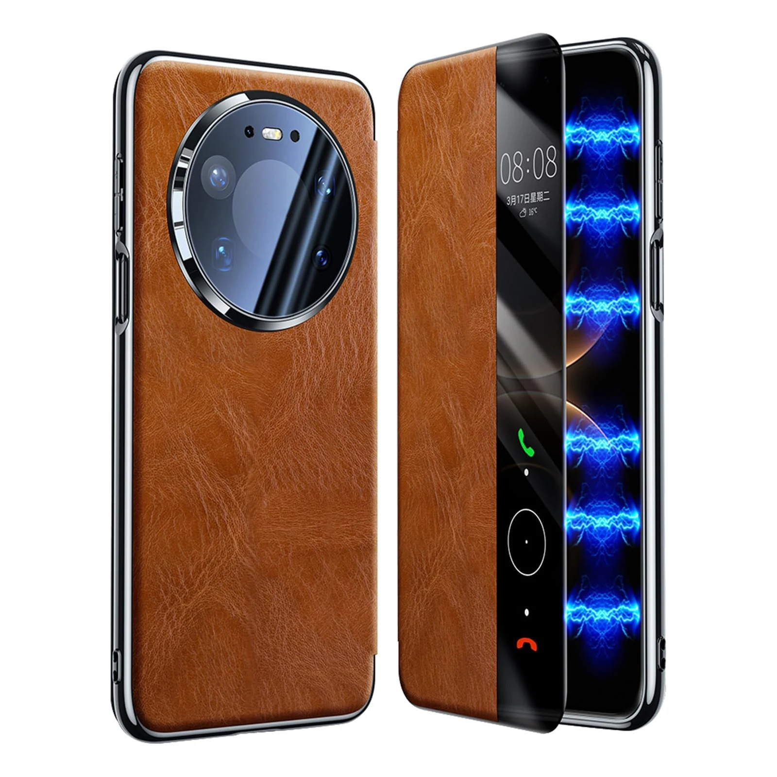Case for Huawei Mate 80 Pro Max/80 Pro/80 Smart Hibernation Flip Case Genuine Leather View Window Cover