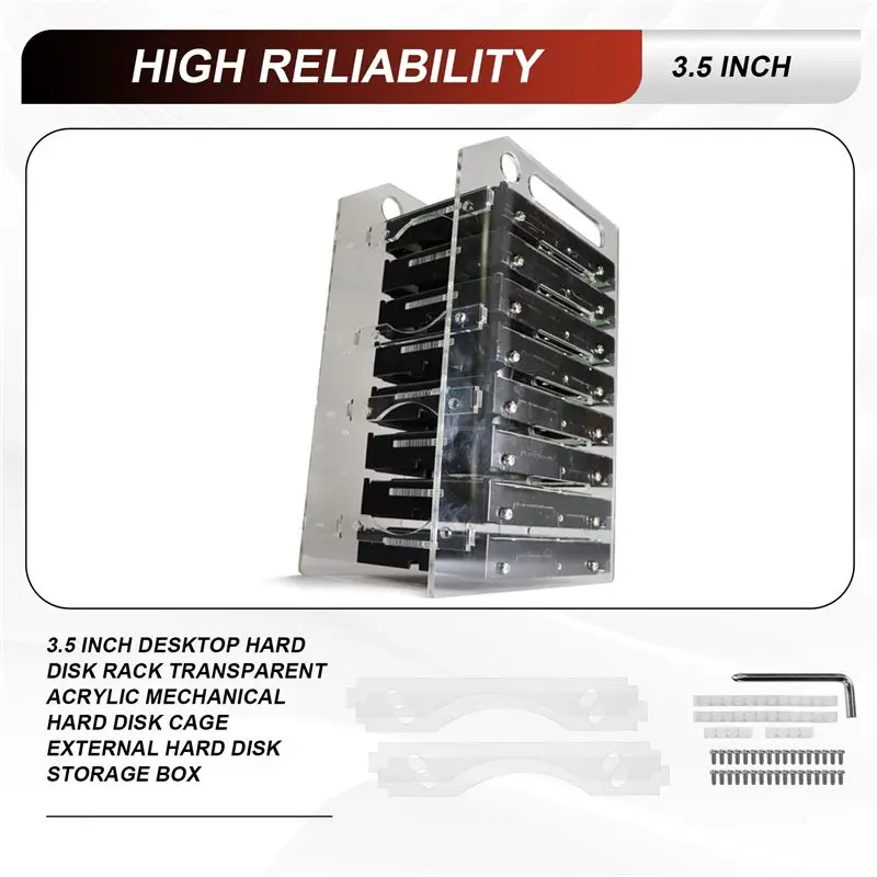 AY14 -3.5 Inch Desktop Hard Disk Rack Transparent Acrylic Mechanical Hard Disk Cage External Hard Disk Storage Box