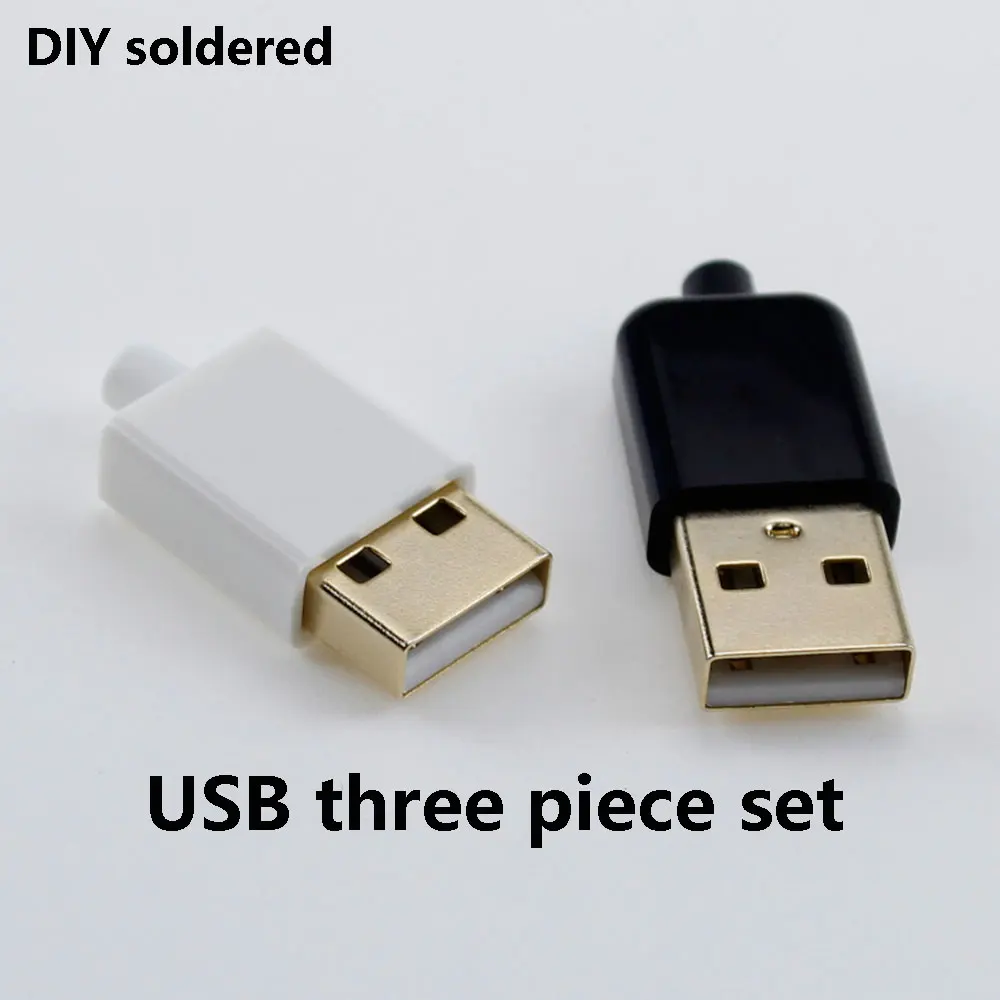 1PCS Gold-plated USB plug, USB male female DIY plug, USB A male solder wire type, high-quality copper pin