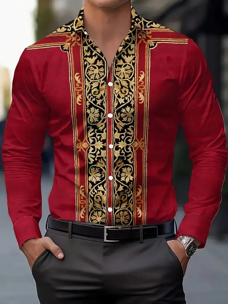 

Fashionable men's 3D star printed shirt button pumpkin head casual long sleeved shirt men's top clothing