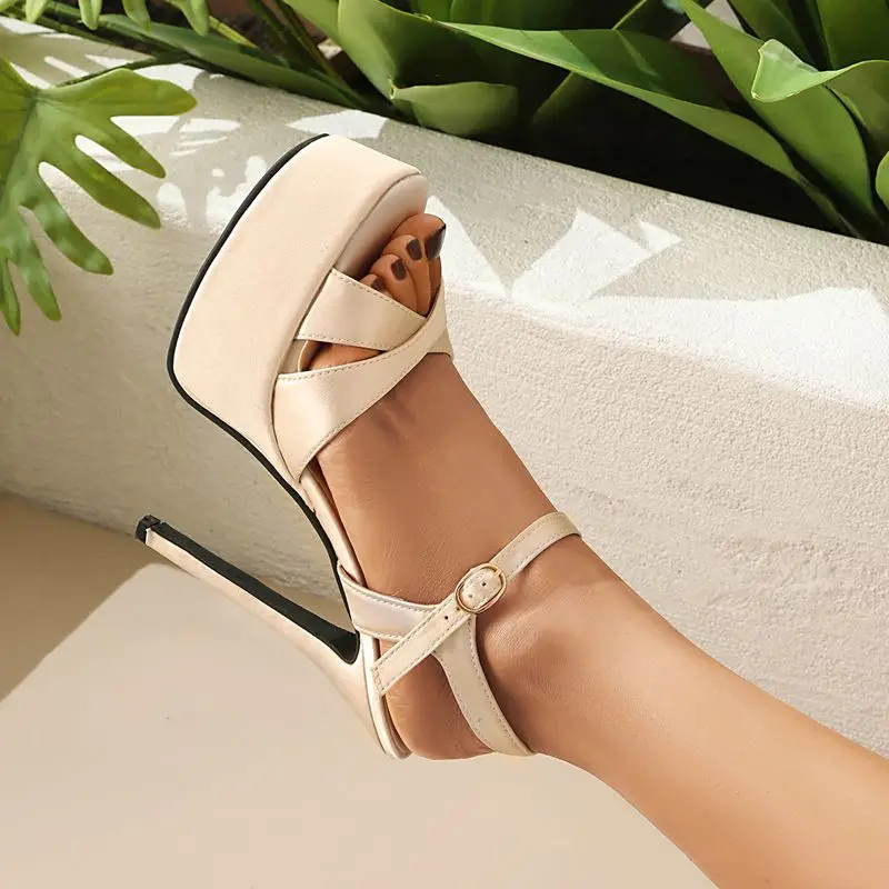 REAVE CAT 2025 Sexy Women Sandals Open Toe Stiletto 14.5cm Platform 5.3cm Buckle Strap Large Size 41 42 43 Party Dating Shoes view 4