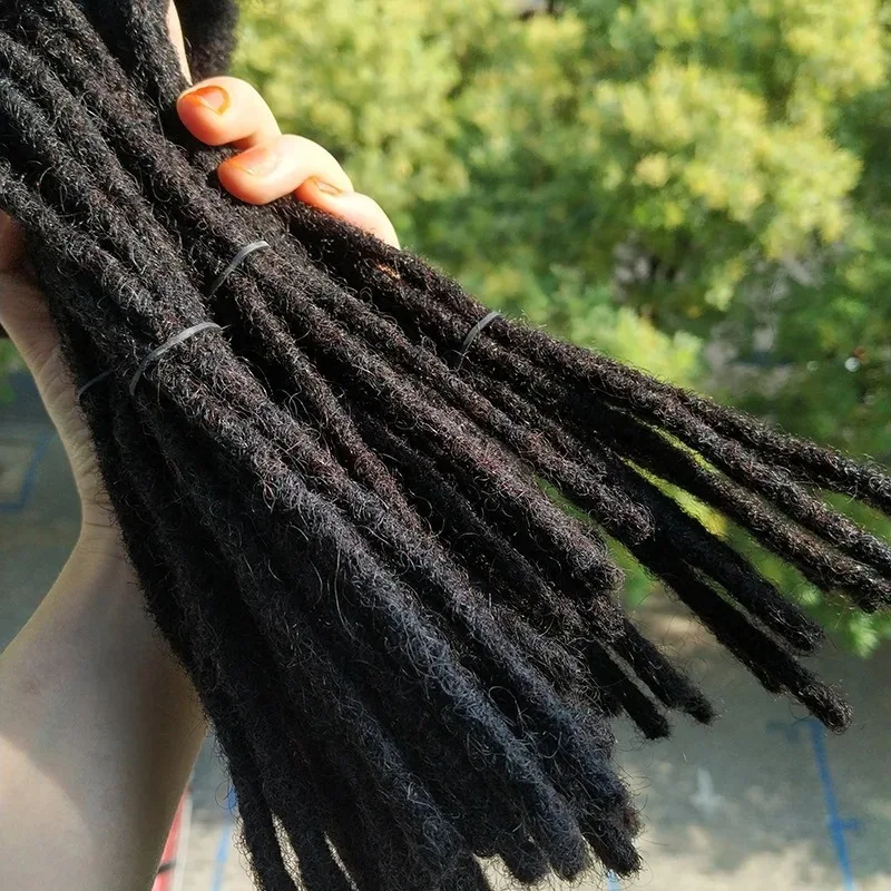 18 Zoll 0,6 cm Echthaar-Dreadlock-Extensions, 30 Stränge, handgefertigte Locs, weiches, natürliches Haar für Männer und Frauen – Detail 3
