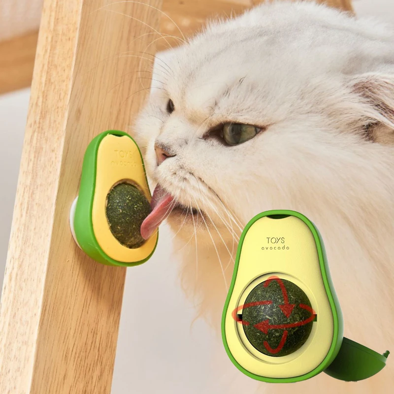 Natürlicher Katzenminze-Ball zum Aufkleben an der Wand, rotierbar, für die Zahnreinigung von Katzen, Katzenminze-Kratzspielzeug
