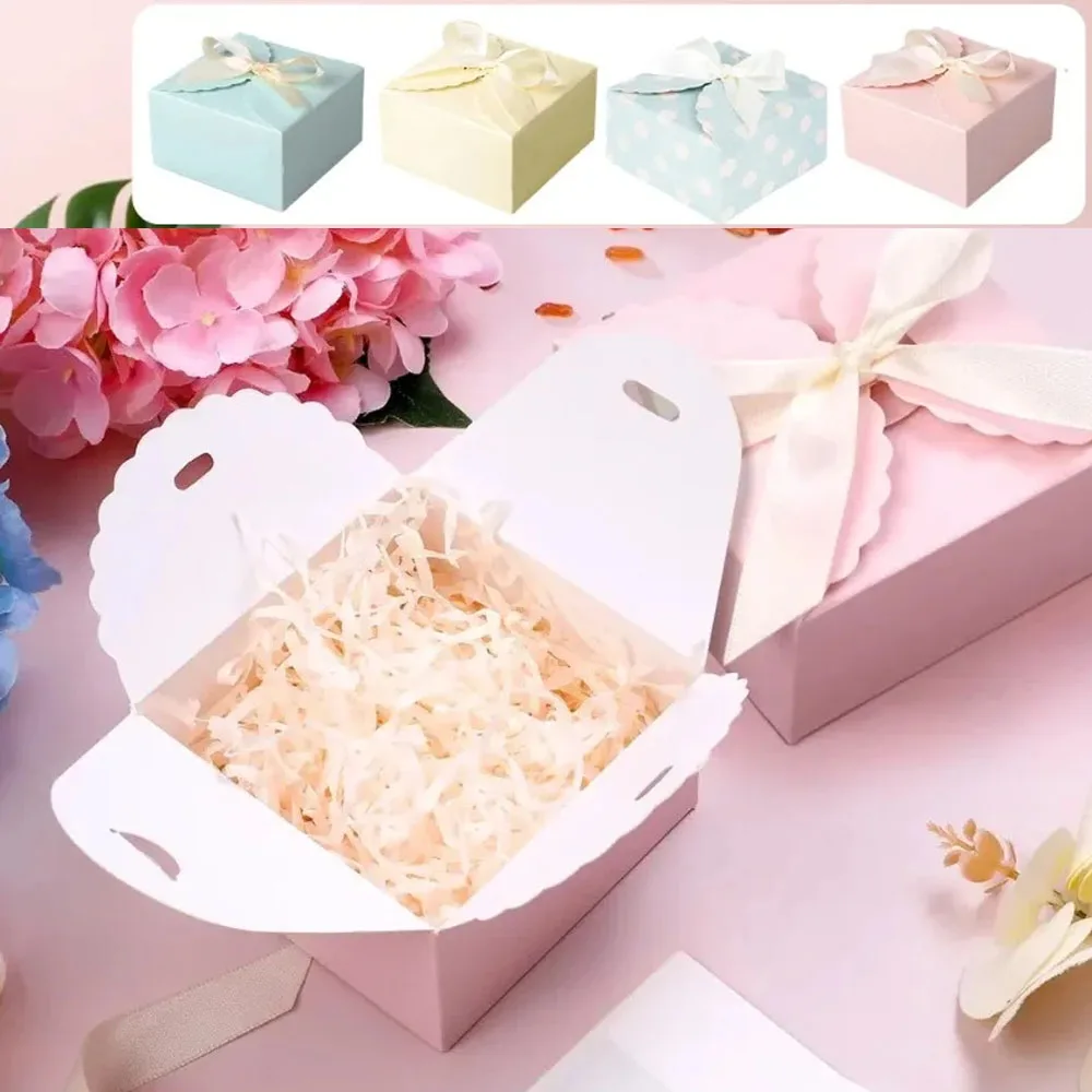 Cajas de regalo de Navidad onduladas, Cajas de dulces para boda, bricolaje, casa plegable, bolsas de galletas, Feliz Pascua, Dulceros, Caja, 9x9x5cm, juego de 10/20 piezas