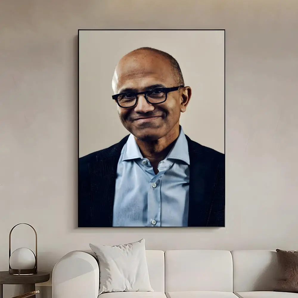 Business Leader Satya Nadella Poster Decal Wall Print for Bedroom Study Ornament Gift Lightweight Self‑Adhesive PP Material