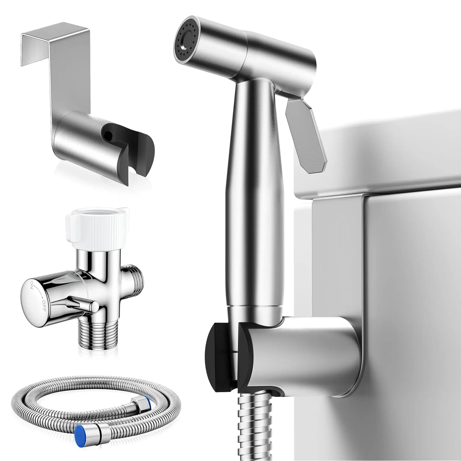 GMOX 3-Pack Handheld Bidet Sprayer for Toilet Stainless Steel Cloth Diaper Washer Kit Baby Pet Bath Personal Hygiene