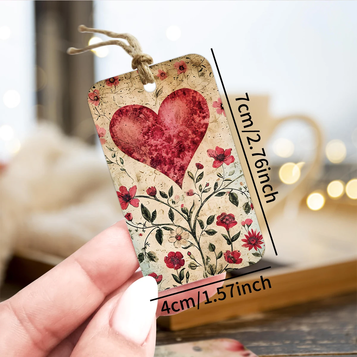 50 Stück Retro-Hängeetiketten mit Liebesmotiv, romantische rote Herzblume, für Valentinstag, Jahrestag, Hochzeit, Geburtstagsgeschenke, Wickeldekoration – Detail 4