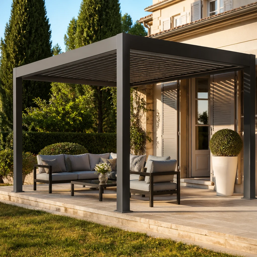 Modern Design Outdoor Open Air Pavilion Anti Rust Heavy Duty Aluminum Alloy Gazebo Luxurious Large Sized Swimming Pool Pergola