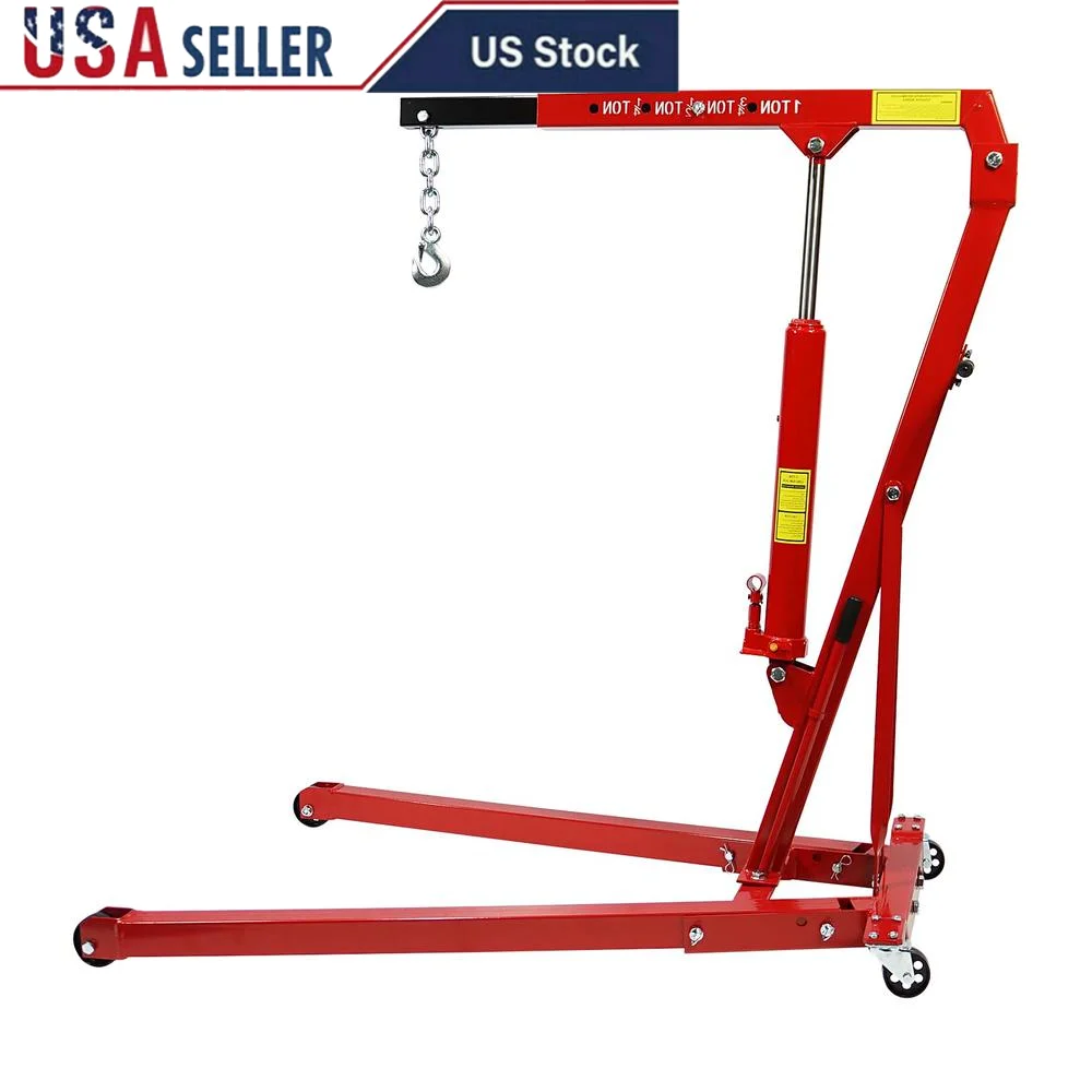 Heavy Duty 1 Ton Hydraulic Engine Hoist Crane Shop Lift Foldable Cherry Picker 2200lbs Steel Repair Tool