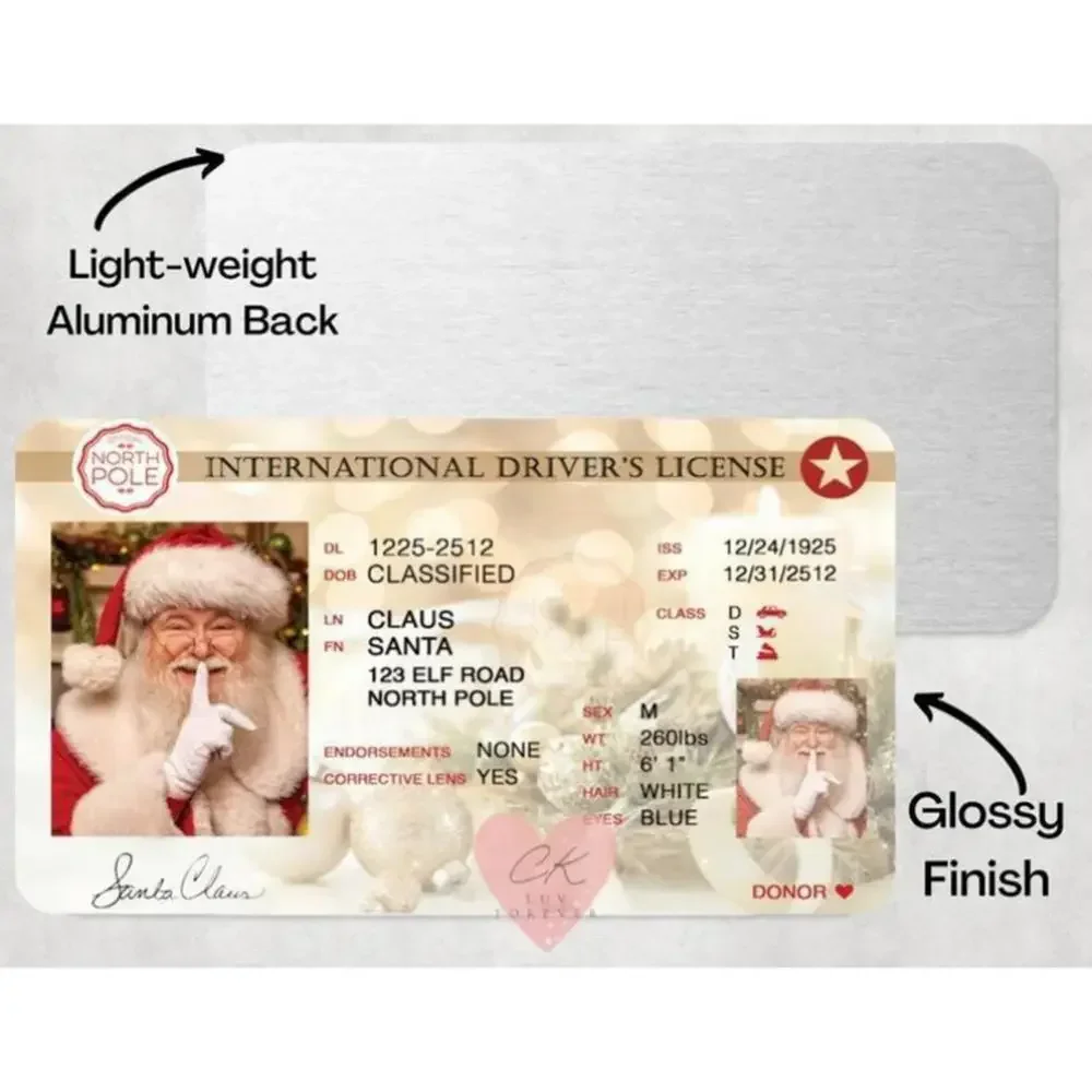 Card Santa Claus Flying Licence Christmas Eve Driving Licence 2025 Christmas Gift For Children Kids Christmas Decoration 2024