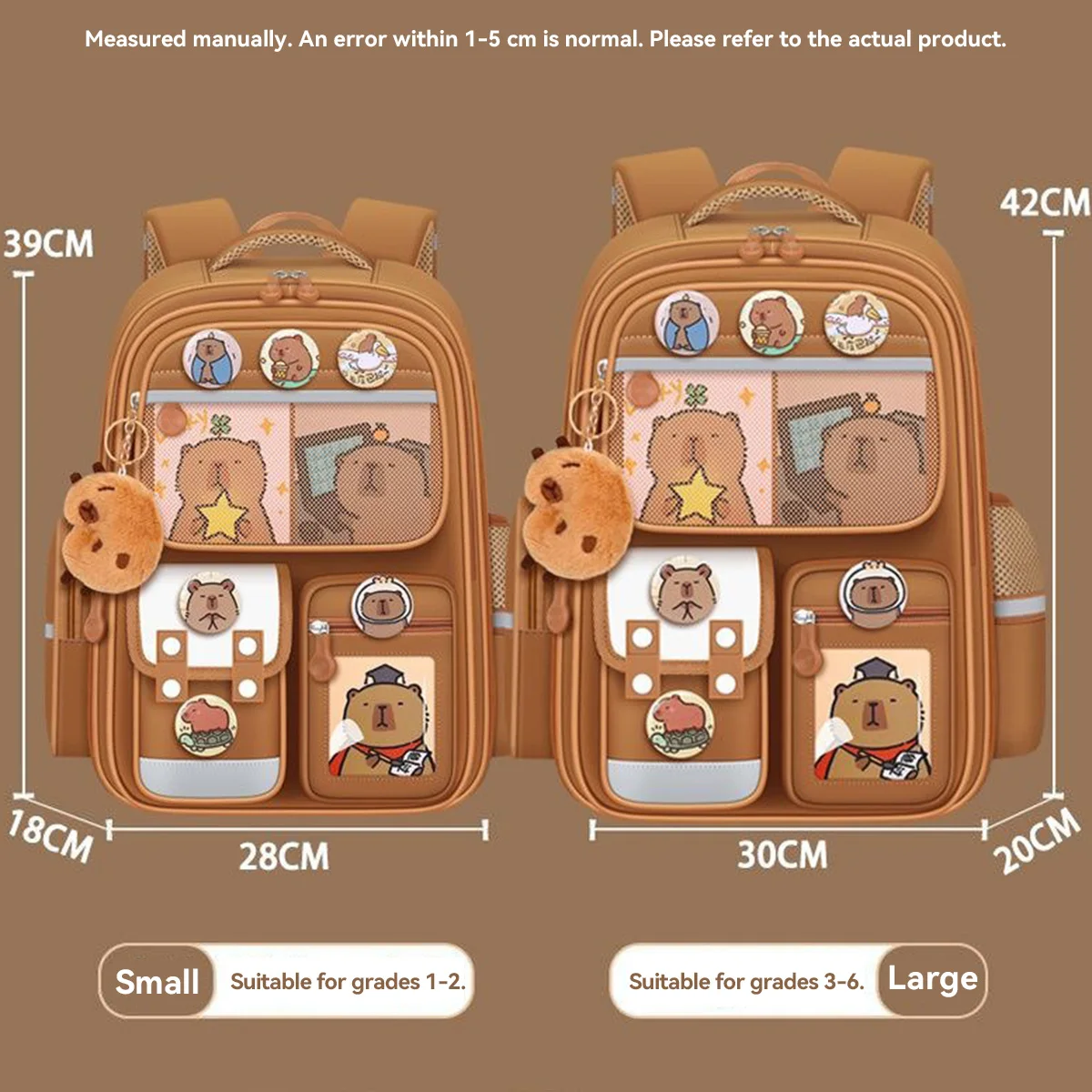 Waterproof Capybara Backpack Large Capacity Ergonomic Spine Protection Comfortable Wide Straps School College Bag for Students