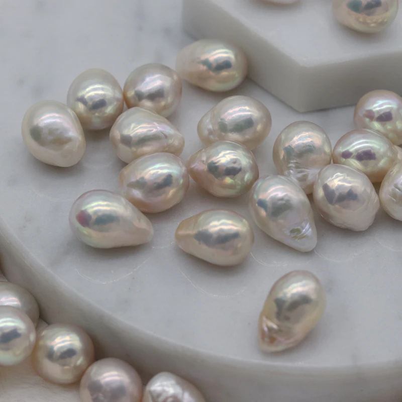 Popular 11-12mm white tail drop edison baroque freshwater pearls no hole loose beads wholesale