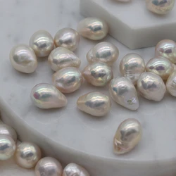 Popular 11-12mm white tail drop edison baroque freshwater pearls no hole loose beads wholesale