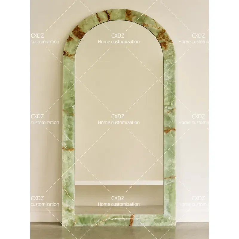 Wabi Sansan Natural Marble Jade Floor to Ceiling Full Length Mirror for Home Villa Decor