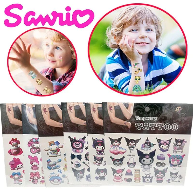 

Sanrio Kuromi Waterproof Tattoo Stickers Anime Style Temporary Tattoo Stickers for Boys Girls Party Supplies Children's Gifts