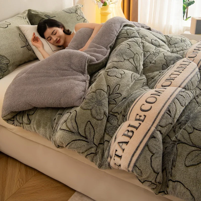 Super Thick Warmth Autumn Winter Blanket King Lambswool Thicken Warm Comforter Fluffy Comfortable Anti-static Plush Duvet Quilt