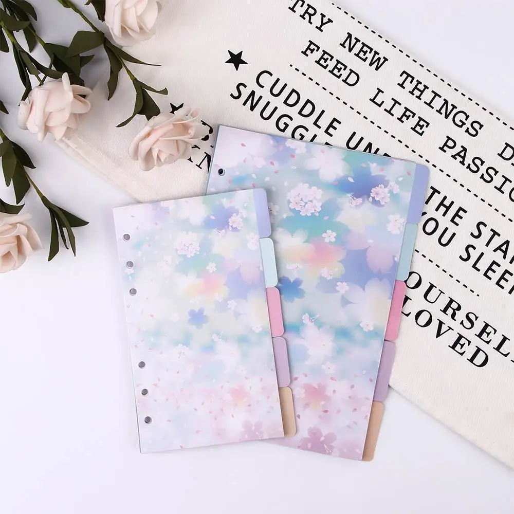 Tab 6-Ring Binder Notebook Binders Cherry Blossoms Style Loose Leaf Separator Page Notebook Divider Index Binder Index Page