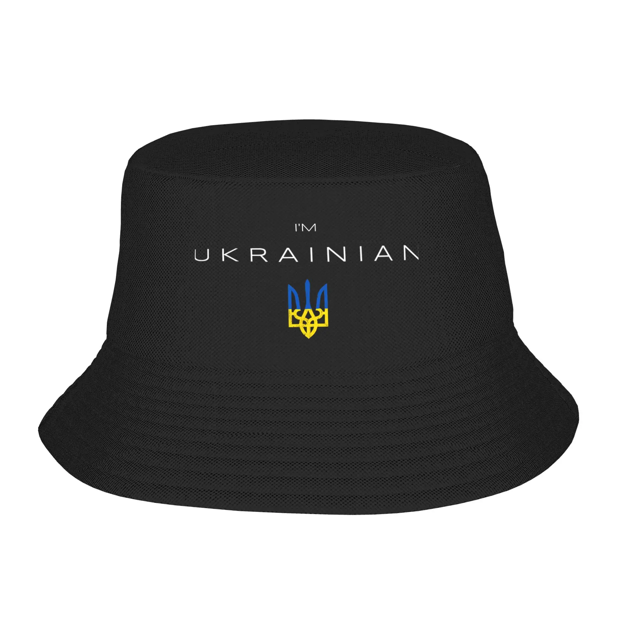 I Am Ukrainian Bucket Hat I Am From Ukraine Trident Flag Hawaii Fisherman Caps Foldable Beach Travel Sun Hats For Unisex Cap