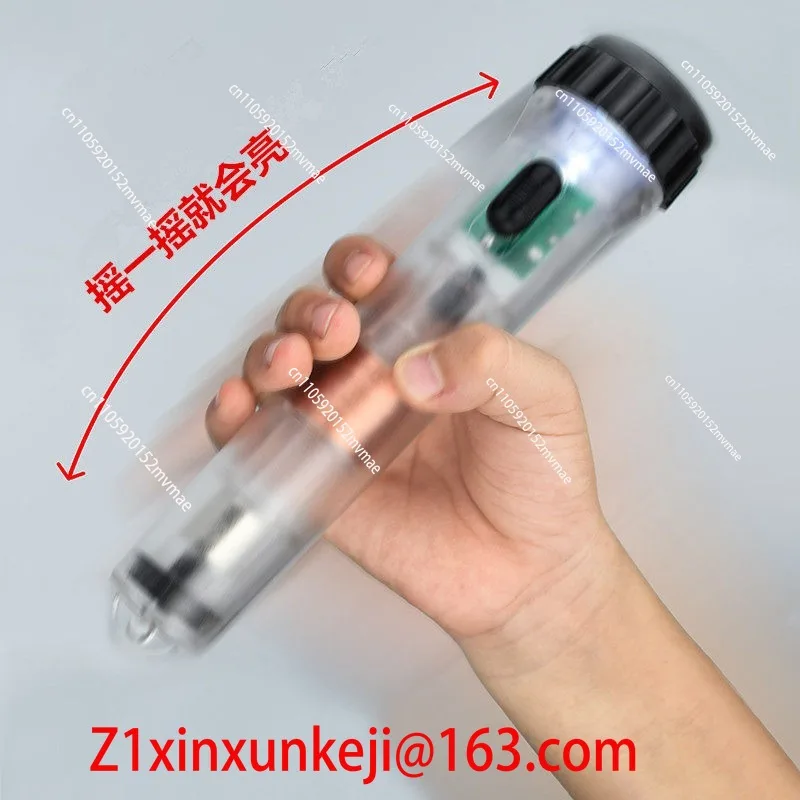 Hand-cranked Shaking Charging Farad Flashlight Strong Magnet Self-generated Transparent Emergency Fluorescent Student Flashlight