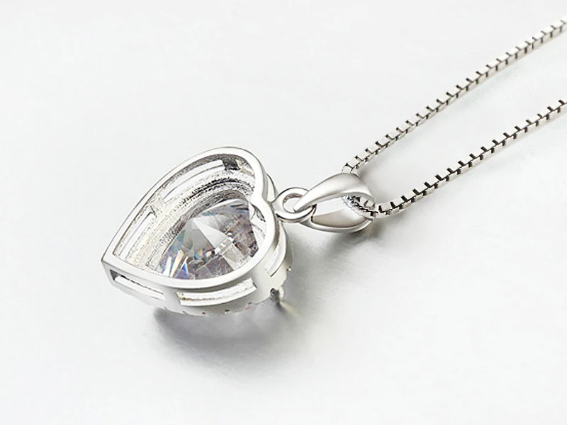 Neue Mode 925 Sterling Silber Herz CZ Anhänger Halsketten Frauen Schmuck Jahrestag Geschenk Lila & Rot & Rosa Zirkon Schlüsselbein kette – Detail 11