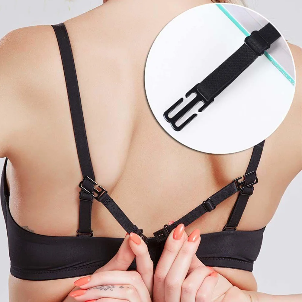 2Pcs Women Anti Slip Bra Strap Double-shoulder Holder Buckle Belt with Back Hasp All Match Invisible Elastic Strap Bra Accessory