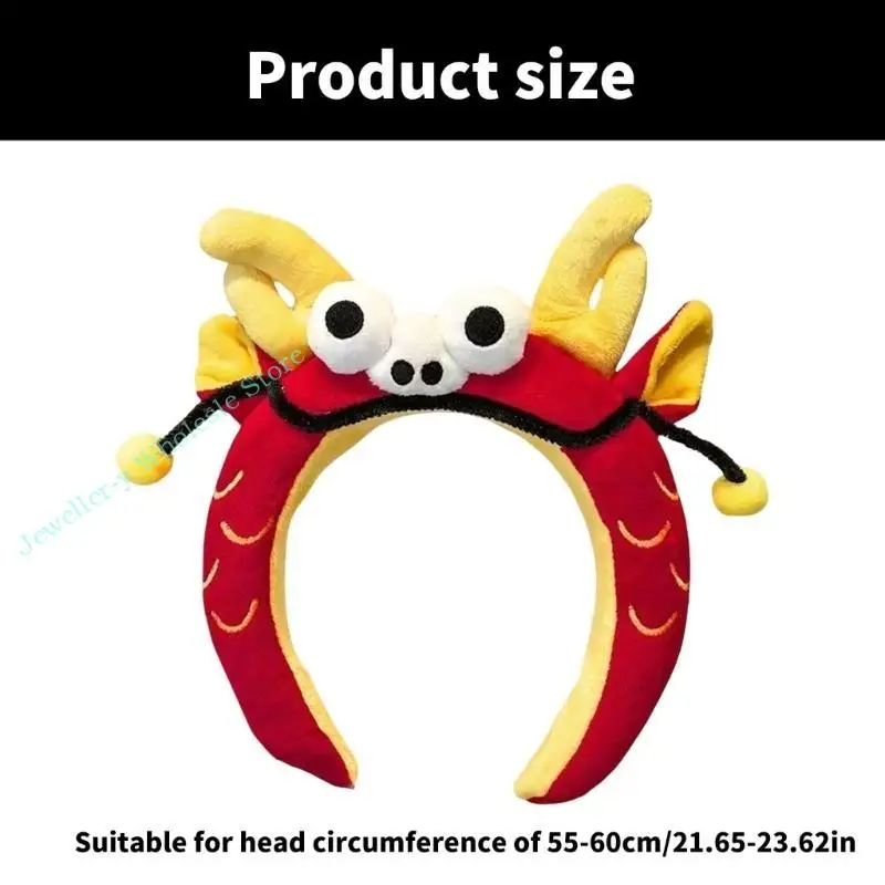 R7UF Festival Thema Plush hoofdband God rijkdom/Dragon Hoofd Face Washing Hiarhoop voor Variouos leeftijd en vakantiethema