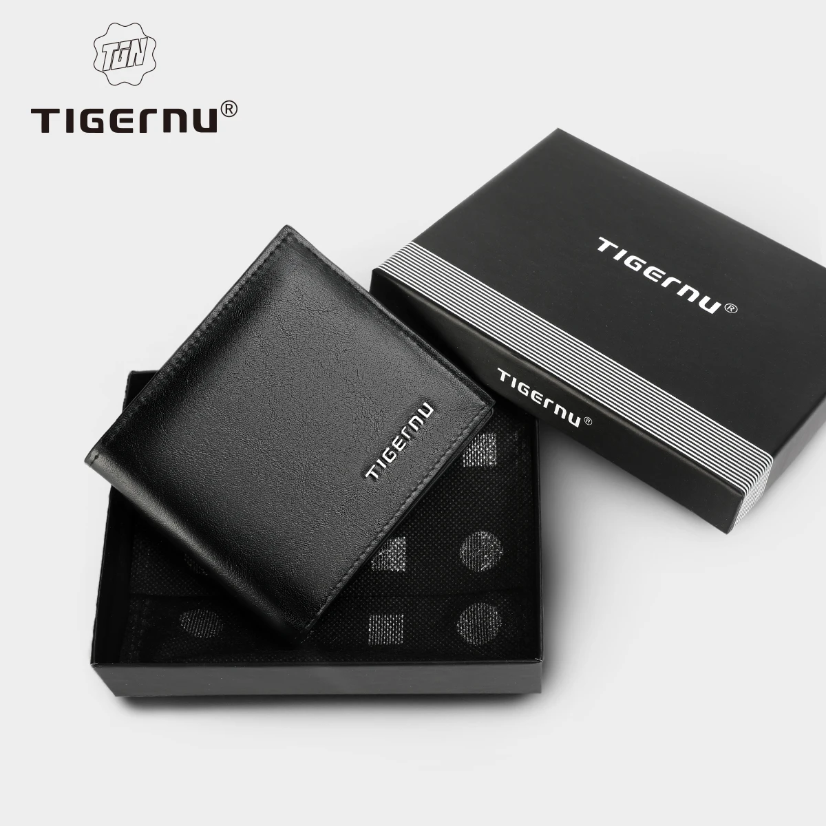 Portfele męskie Tigernu wysokiej jakości, cienkie portmonetki na pieniądze, etui na wizytówki dla mężczyzn, modny portfel z PU, krótki portfel, lekka torebka na karty.