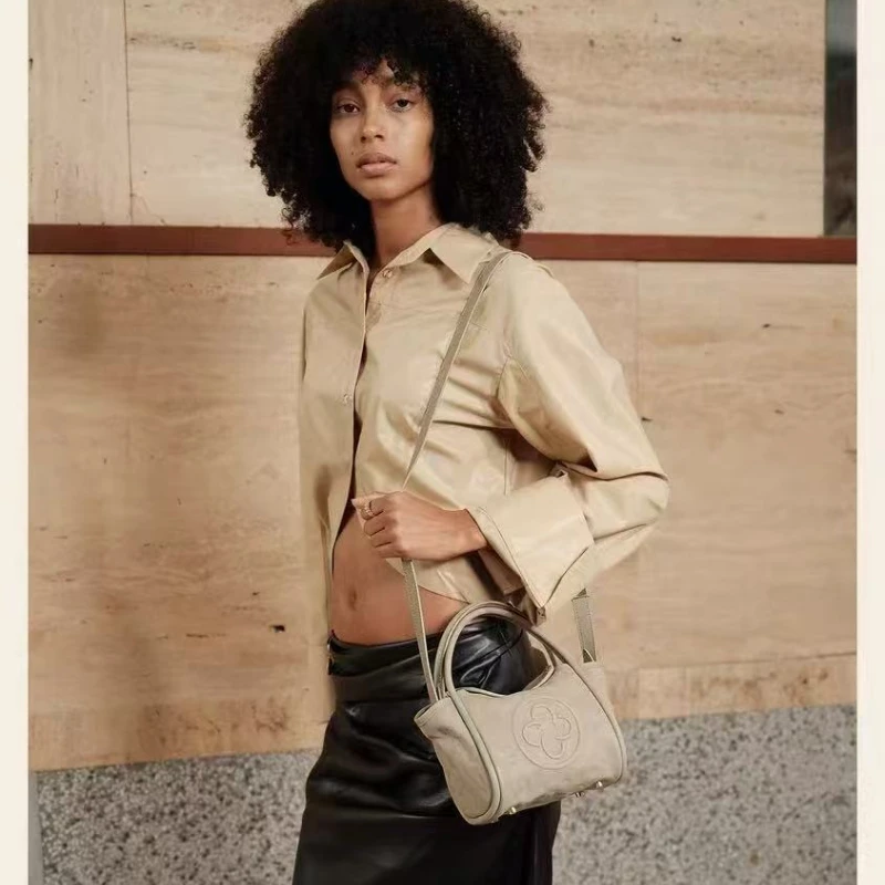 Cassile Angel Bag 2025 Vegetable-Tanned Leather Wrinkled Single-Shoulder Crossbody Bag Pink Handheld Basket