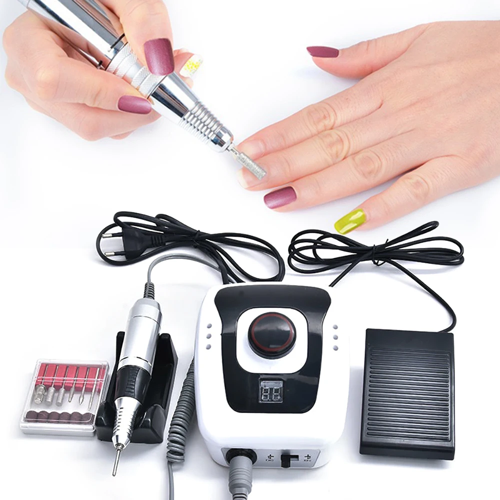 32W Electric Nail Drill Machine Set 35000RPM Professional Milling Cutter for Manicure Nails Drill Accessory