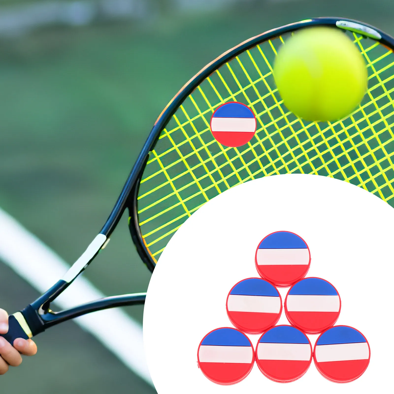 6Pcs Flag Style Silicone Tennis Shock Absorber Racket Vibration Dampener Reusable Damping Tool for Comfortable Powerful Shots