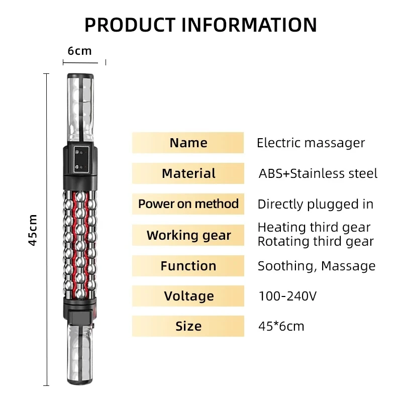 Novo 36w relaxado luz vermelha aquecida dispositivo de massagem rolo massageador 360 °   Rolo de esfera interno giratório para anticelulite de corpo inteiro