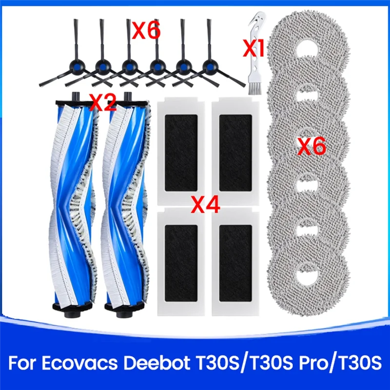 

B50C Replacement Parts For ECOVACS DEEBOT T30S/T30S PRO/T30S AI Robot Vacuum Cleaner Main Side Brush Hepa Filter Mop Cloth