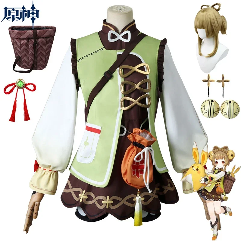 Yaoyao Genshin Impact Cosplay Costume pour femmes et enfants, jeu, robe, perruque, ensembles complets, uniforme Lolita, Halloween