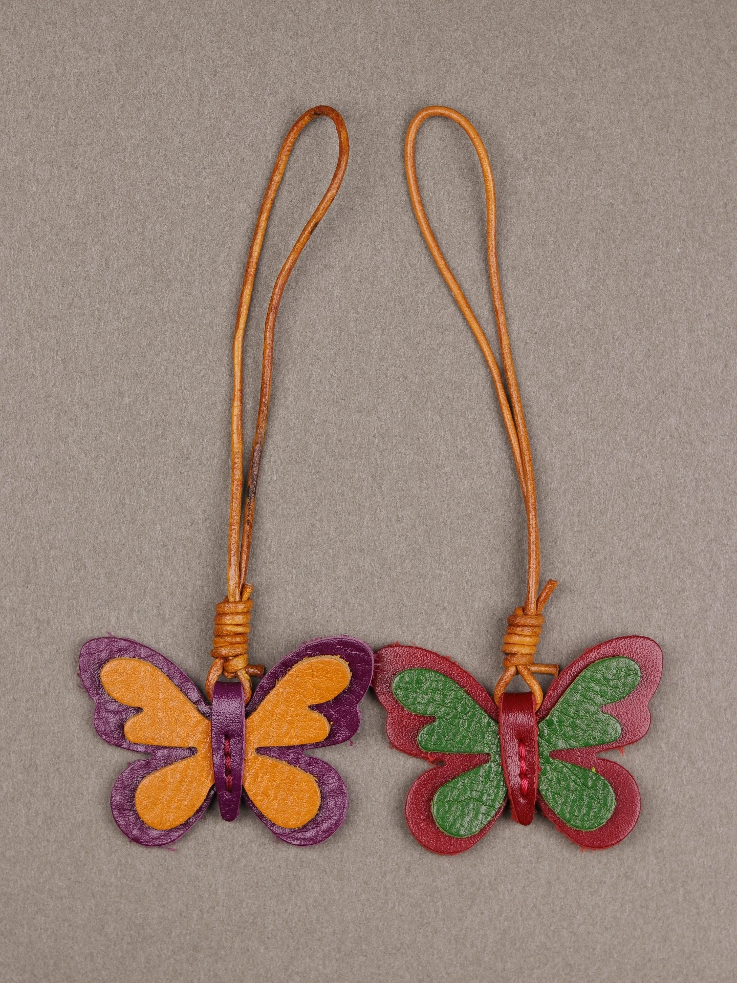 جلد طبيعي اليدوية المرأة حقيبة سلسلة مفاتيح سحرية لطيف مابل ليف الفراولة فراشة الكوبية التصميم الأصلي الإبداعي #5