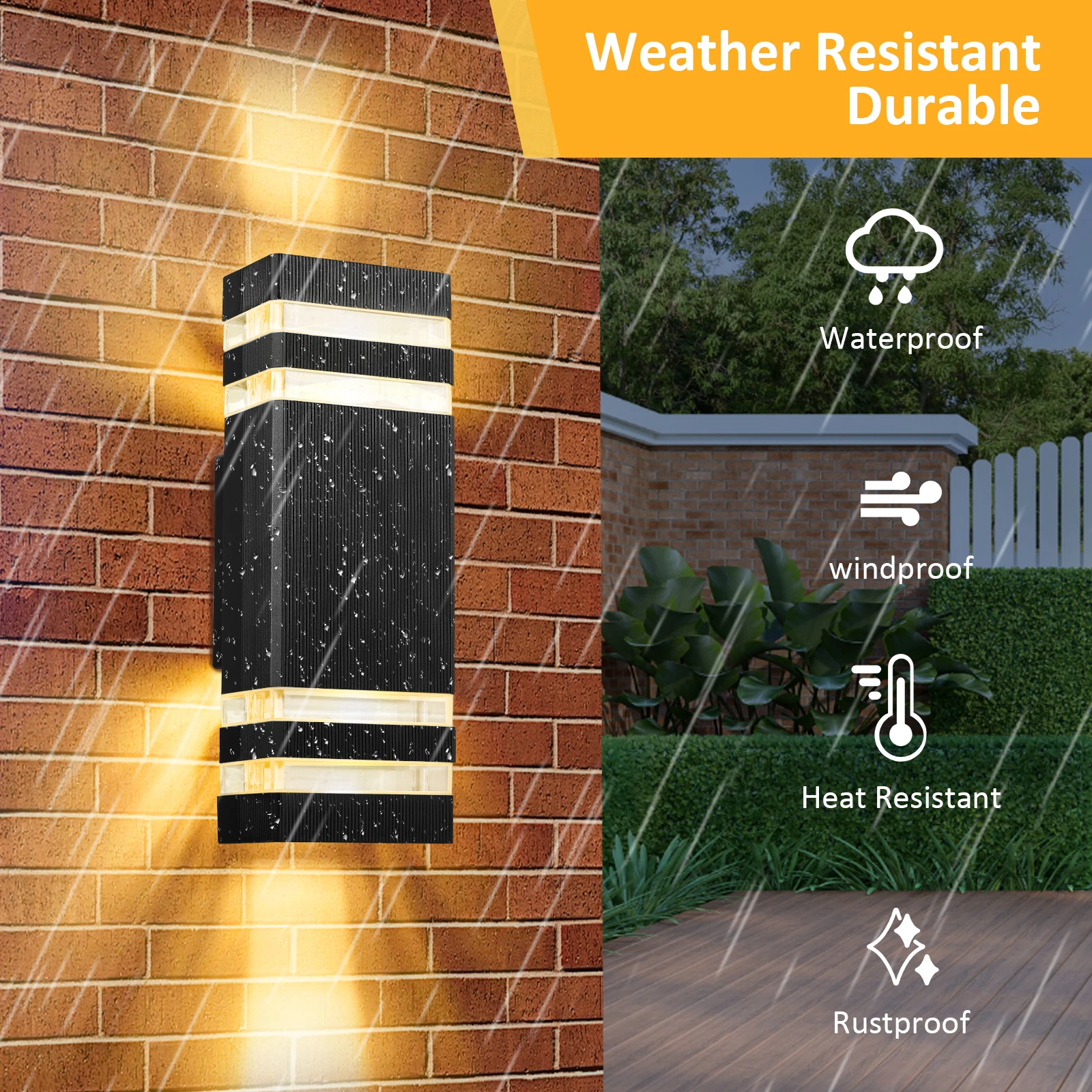 

GU10 5W 6400K Outdoor Wall Lights Mains Powered Waterproof Porch Light Front Door Lamp Aluminium Cold White Bulbs
