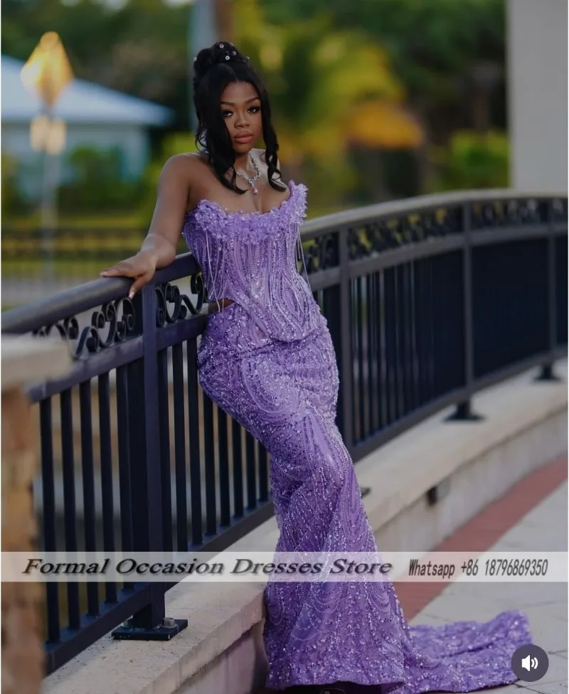 Stunning Red Prom Dress 2026 Luxury Crystal Tassel Black Girl Mermiad Party Outfits Emerald Green Matric Dance Dress Customized view 5