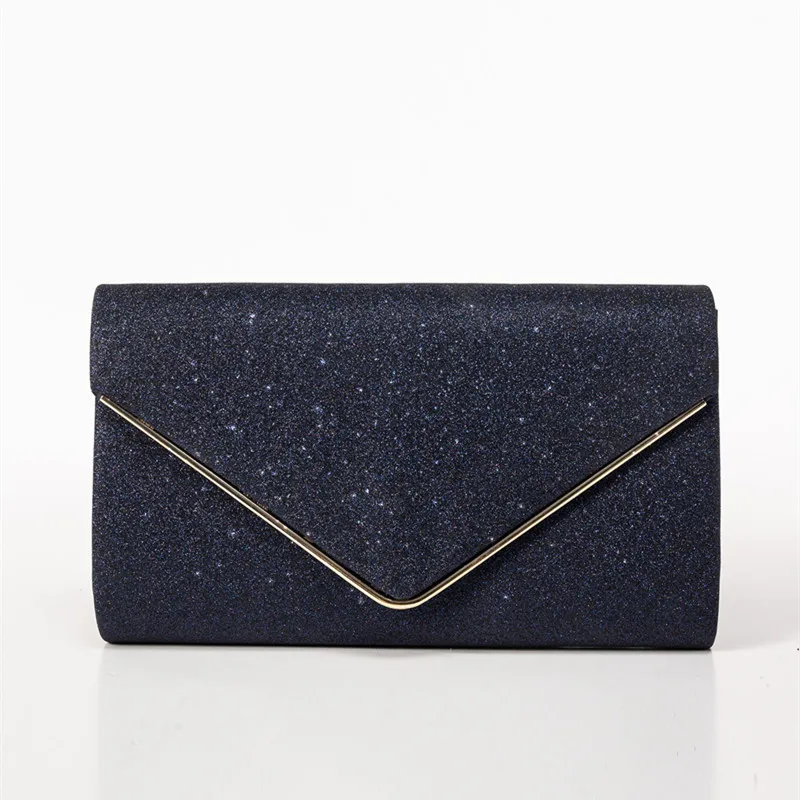 

Glitters Navy Woman Purses Trendy Sequin Wedding Ladies Evening Bags Classic Simple Flap Gold Handbag Silver Sqaure Clutch Bags