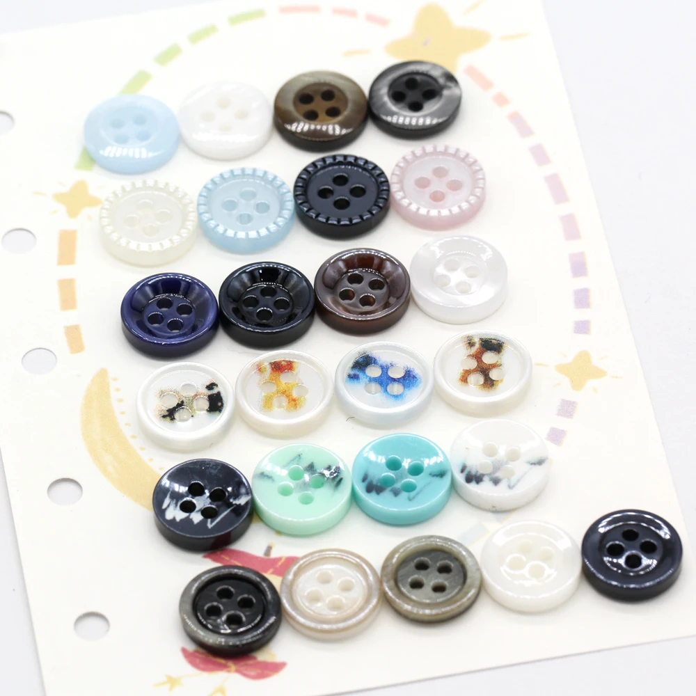 HENGC 30Pcs 9/10/11mm Small Round Resin Buttons for Clothing Man Shirt Blouse Skirts Cuff Collar DIY Crafts Handmade Decorations