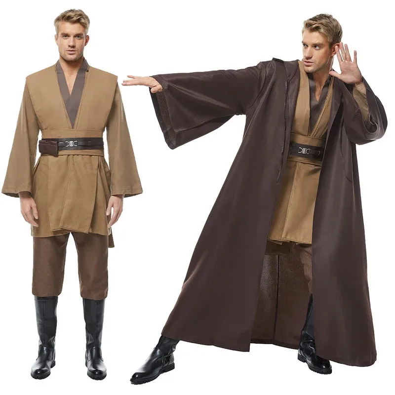 Obi Wan Anakin Fantasy Movie Space Battle Knight Disguise Costume Robe Cloak 3 Colors Adult Men Cosplay Fantasia Outfits eo]5