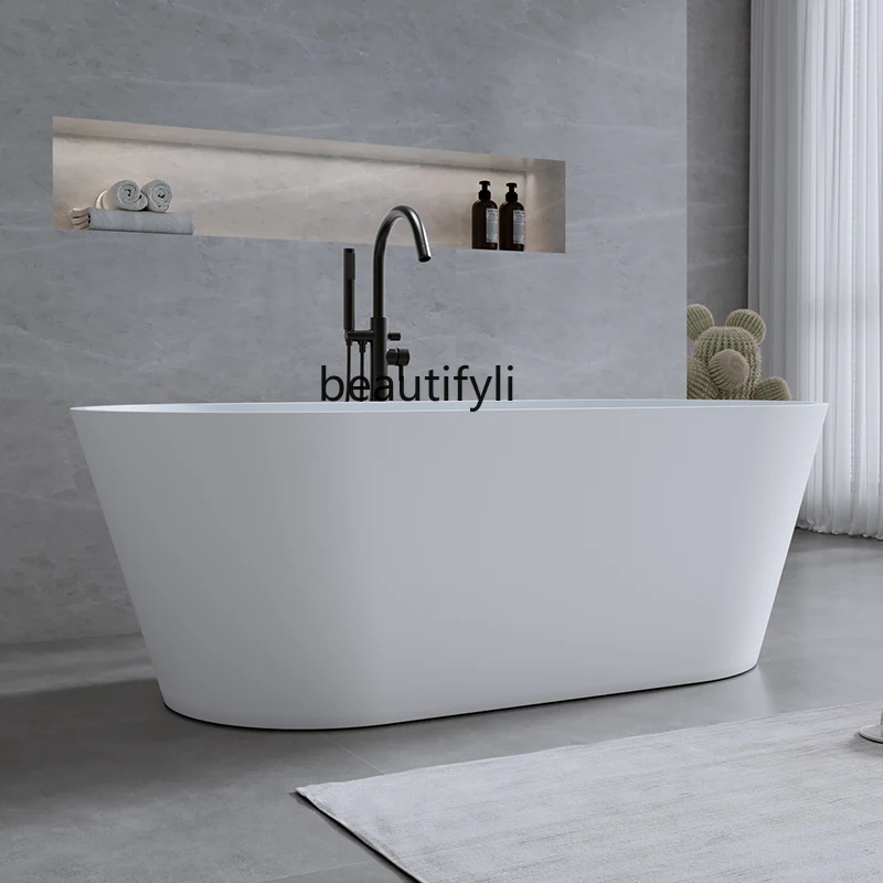 

Artificial stone bathtub Household freestanding integrated hotel matte Qimei stone double bathtub